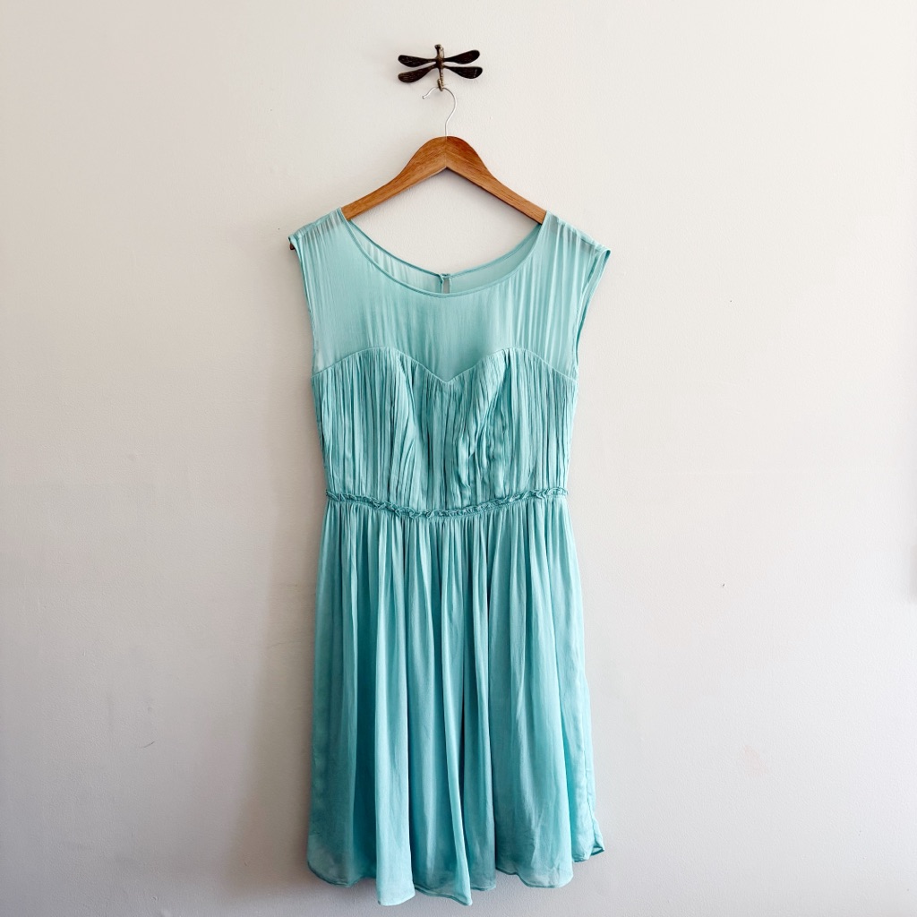 Boden Nwt Turquoise Accordion Pleat Chiffon Eva Summer Dress Size 6 Small